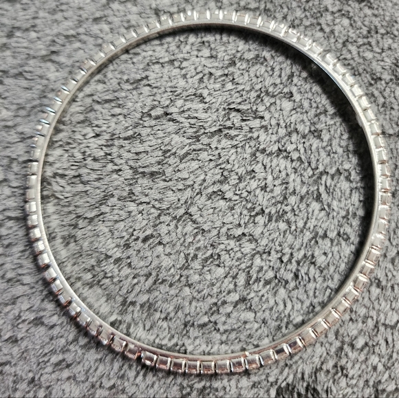 Silvertone Rhinestone Bangle Bracelet - Picture 4 of 8